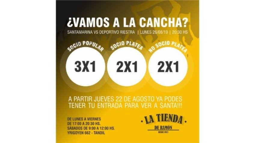 Santamarina lanza promociones para ir a la cancha